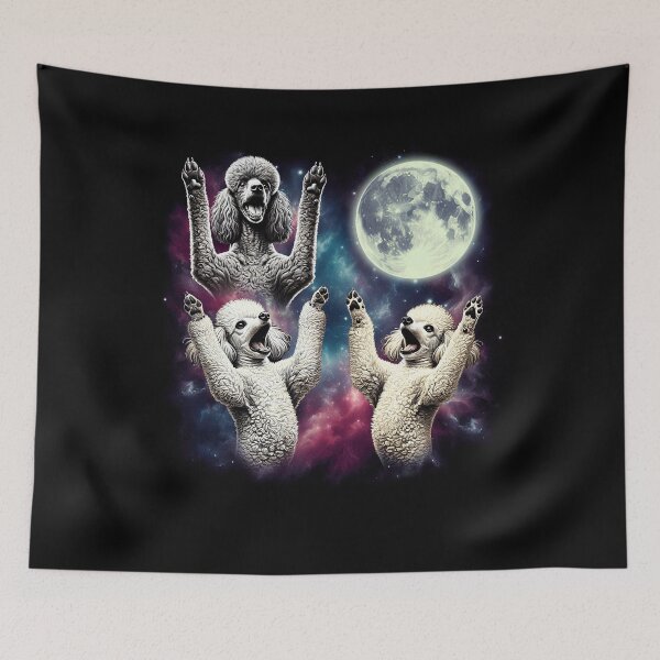 Item preview, Three Poodles Howling at Moon Funny Weird Cursed Meme designed and sold by Kimberley King Art  King Art.