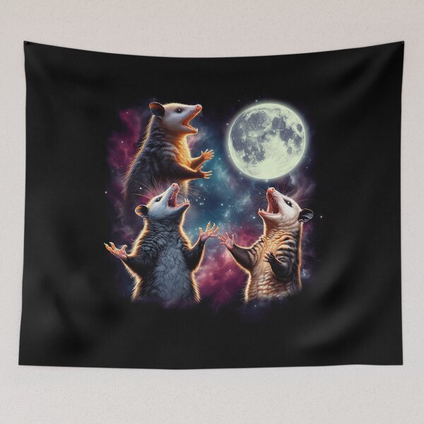 Item preview, Three Possums Howling at Moon Opossum Funny Weird Cursed Meme designed and sold by Kimberley King Art  King Art.