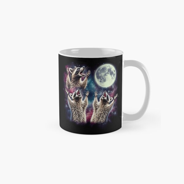 Item preview, Three Raccoons Howling at Moon Funny Weird Cursed Meme designed and sold by Kimberley King Art  King Art.