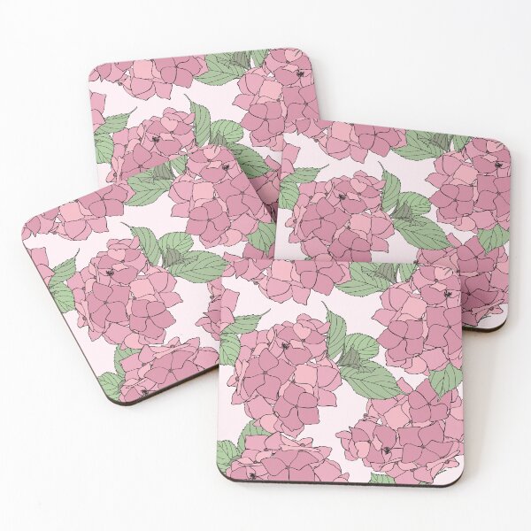 Item preview, Seamless pattern of pink hydrangea flower for fabric design. Line art of spring flowers illustration. designed and sold by MatyKotiv.