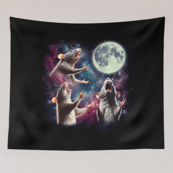 Item preview, Three Rats Howling at Moon Funny Weird Cursed Meme designed and sold by Kimberley King Art  King Art.