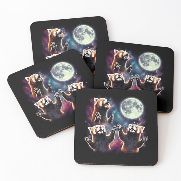 Item preview, Three Red Pandas Howling at Moon Funny Weird Cursed Meme designed and sold by Kimberley King Art  King Art.