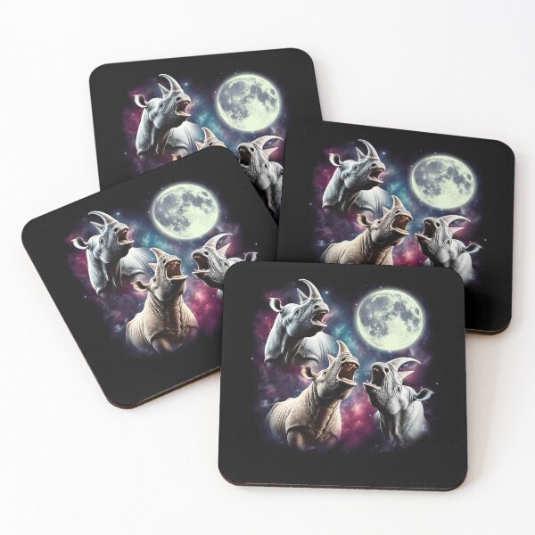 Item preview, Three Rhinos Howling at Moon Funny Weird Cursed Meme designed and sold by Kimberley King Art  King Art.