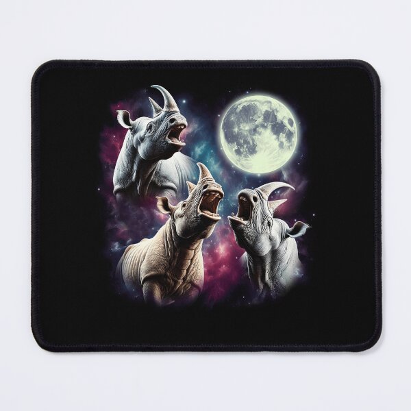 Item preview, Three Rhinos Howling at Moon Funny Weird Cursed Meme designed and sold by Kimberley King Art King Art.