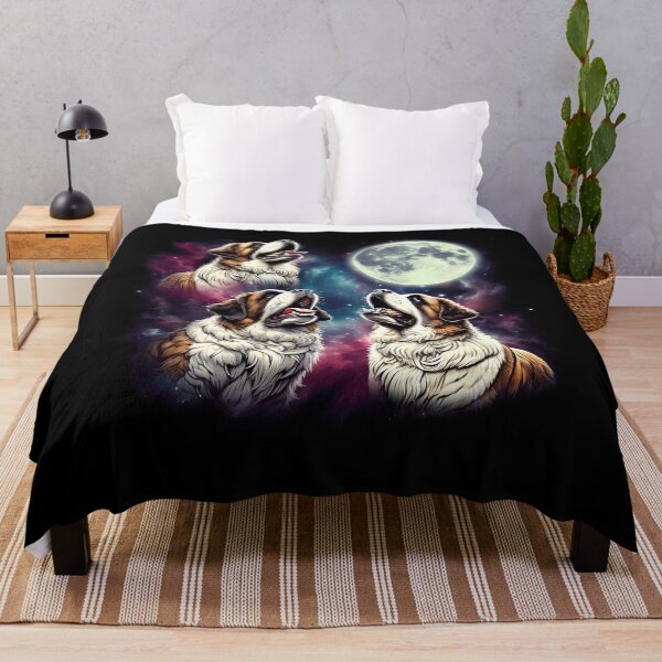 Item preview, Three Saint Bernards Howling at Moon Funny Weird Cursed Meme designed and sold by Kimberley King Art King Art.