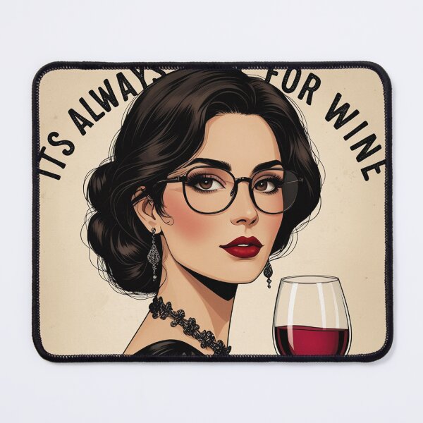 Item preview, Its always time for Wine! Dark haired woman beautiful poster art designed and sold by Vintage Designs +.