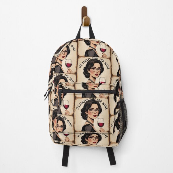Item preview, Its always time for Wine! Dark haired woman beautiful poster art designed and sold by Vintage Designs +.