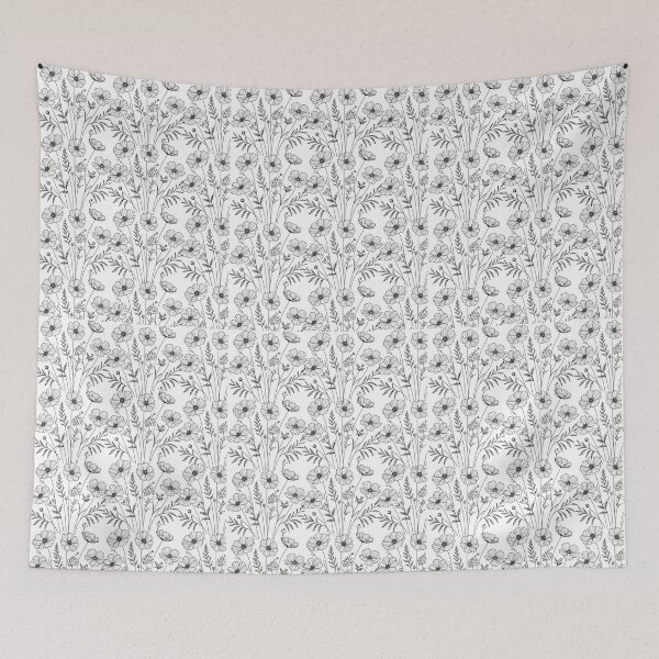 Item preview, Wildflower outline b&w designed and sold by Alittlemaebird.
