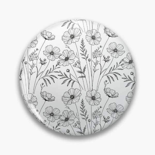 Item preview, Wildflower outline b&w designed and sold by Alittlemaebird.