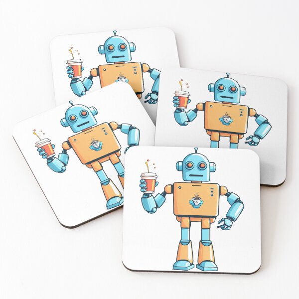 Item preview, Fun Retro Robot Enjoying a Coffee designed and sold by Moss and Moon Studio.