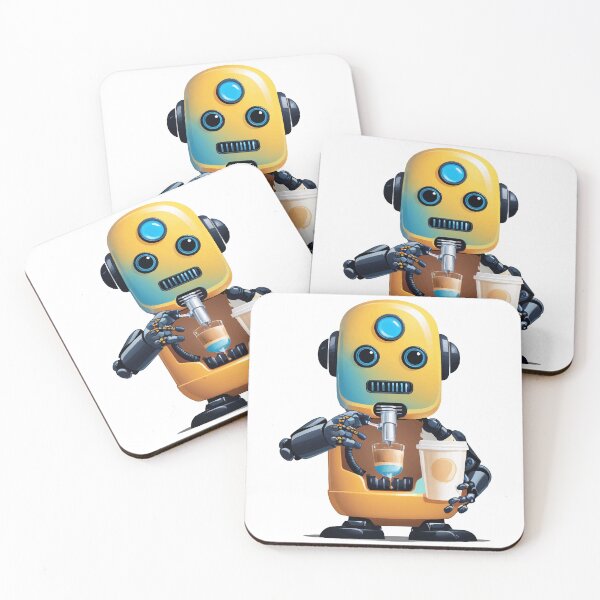 Item preview, Fun Retro Robot Enjoying a Coffee designed and sold by Moss and Moon Studio.