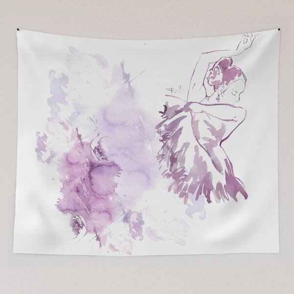 Item preview, Watercolor drawing of a woman dancing Flamenko in purple dress.  designed and sold by VB Accessories.