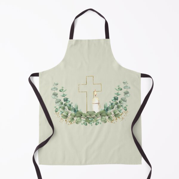 Item preview, Golden Cross with church burning candle and green eucalyptus branch. Watercolor designed and sold by BartolArt.