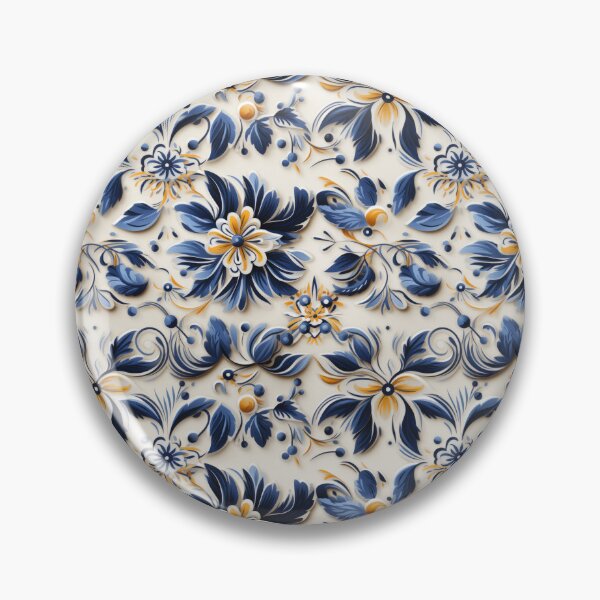 Item preview, Traditional blue and yellow floral design Sicilian tile  designed and sold by MiraCleAI.