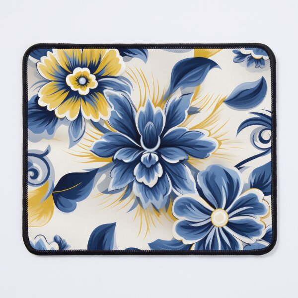 Item preview, Traditional blue and yellow floral design Sicilian tile  designed and sold by MiraCleAI.