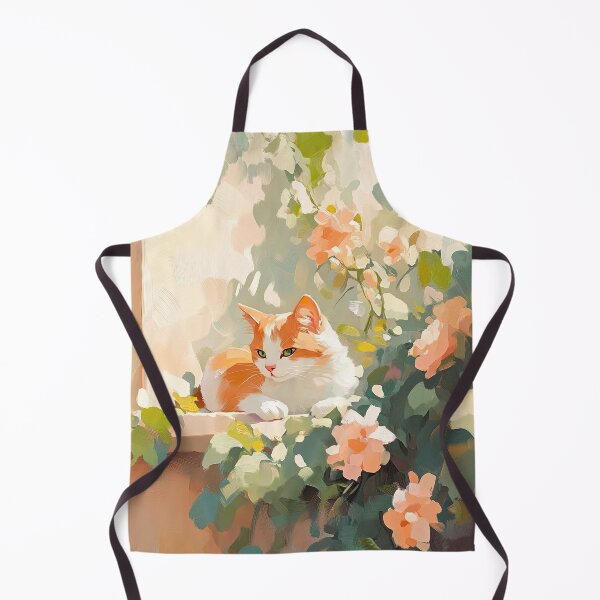 Item preview, fluffy floral cat painting designed and sold by The Deep Studio.