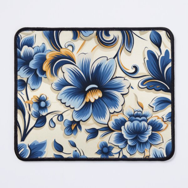 Item preview, Traditional blue and yellow floral design Sicilian tile designed and sold by MiraCleAI.