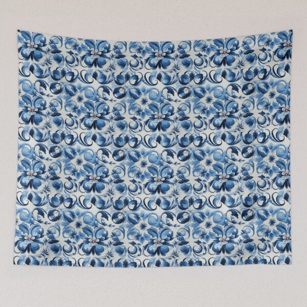 Item preview, Traditional blue and yellow floral design Sicilian tile  designed and sold by MiraCleAI.