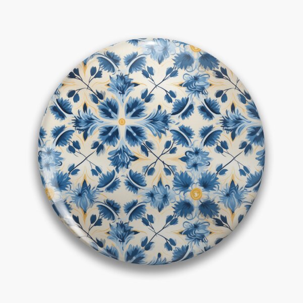 Item preview, Traditional blue and yellow floral design Sicilian tile  designed and sold by MiraCleAI.
