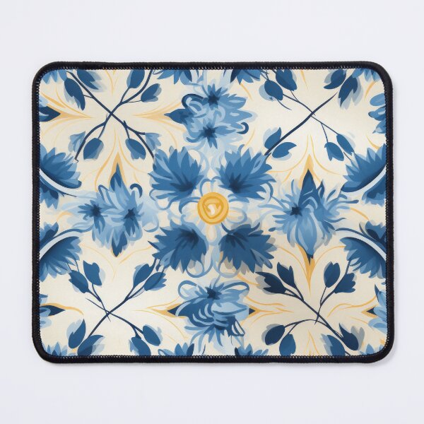 Item preview, Traditional blue and yellow floral design Sicilian tile designed and sold by MiraCleAI.