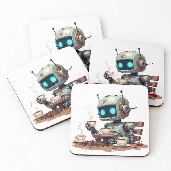 Item preview, Cozy Vintage Robot Drinking Coffee designed and sold by Moss and Moon Studio.