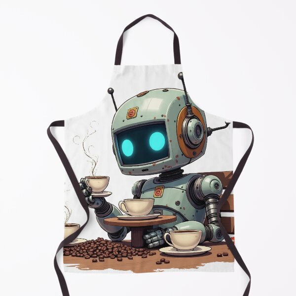 Item preview, Cozy Vintage Robot Drinking Coffee designed and sold by Moss and Moon Studio.