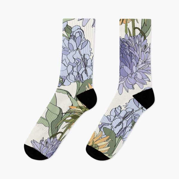 Item preview, Seamless repeating pattern with hand drawn simple colored chrysanthemum aster, Matthiola flowers. designed and sold by MatyKotiv.