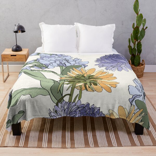 Item preview, Seamless repeating pattern with hand drawn simple colored chrysanthemum aster, Matthiola flowers. designed and sold by MatyKotiv.