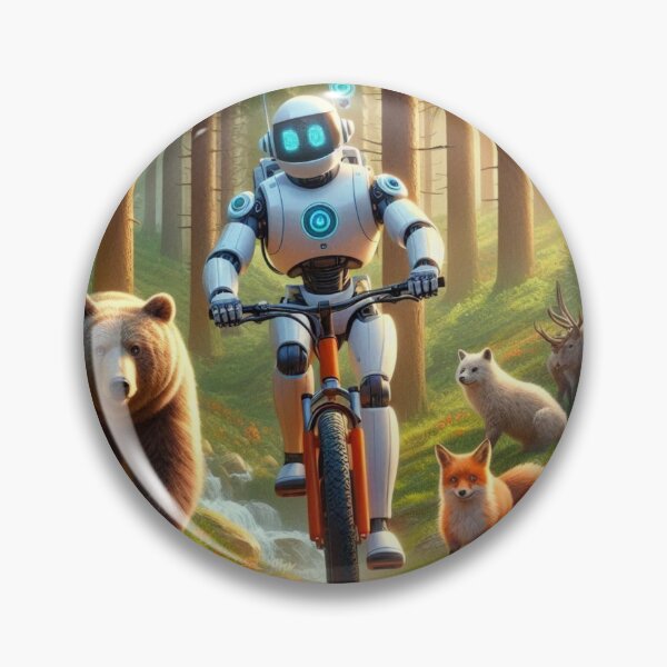 Item preview, Robot and cute animals riding bikes in the forest designed and sold by Dogandesighn.