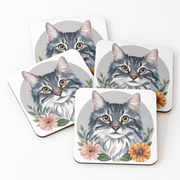 Item preview, Cat with Flowers Floral Pet Illustration designed and sold by CreationbyVona.