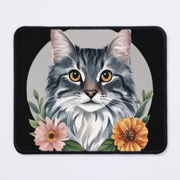 Item preview, Cat with Flowers Floral Pet Illustration designed and sold by Wildwood & Bloom.