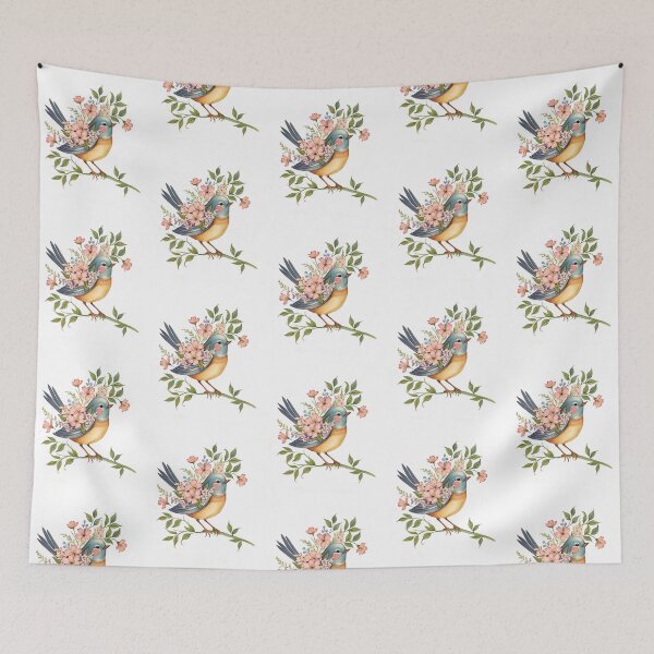Item preview, Bird with Flowers Floral Wildlife Illustration designed and sold by Wildwood & Bloom.