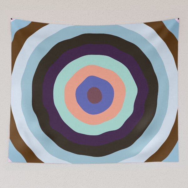 Item preview, Concentric Wavy Circles in Blue, Brown and Salmon Orange designed and sold by KaSaPo.