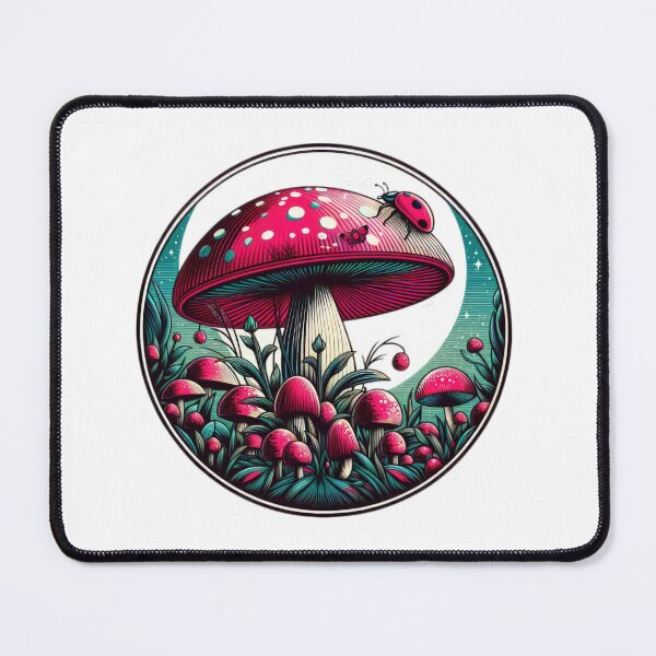Item preview, Vintage Flowers red mushroom with white dots and ladybug,vintage mushrooms ,vintage ladybug,mushrooms ,ladybug designed and sold by Expressions-Sel.