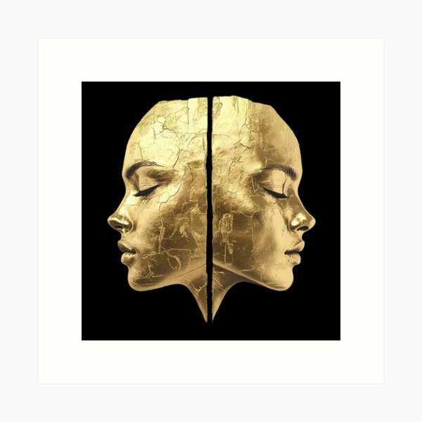 Item preview, Two Gold Faces - Universal Concepts : Duality designed and sold by Cosmicly-Inked.