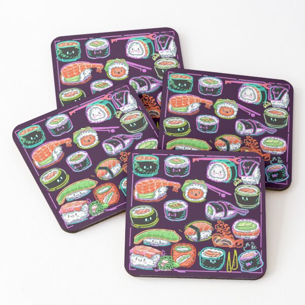 Item preview, Cute sushi Neon outlines designed and sold by MadCatPrints.