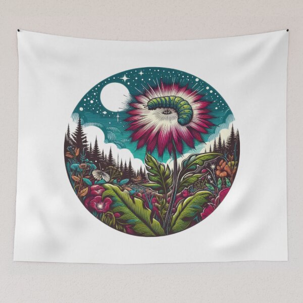 Item preview, Vintage Flowers dandelion with caterpillar,vintage dandelion,vintage caterpillar , dandelion, caterpillar designed and sold by Expressions-Sel.