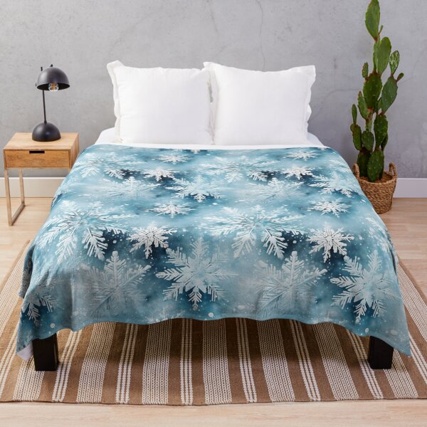 Item preview, Snowflakes on blue in watercolor style seamless pattern designed and sold by MiraCleAI.