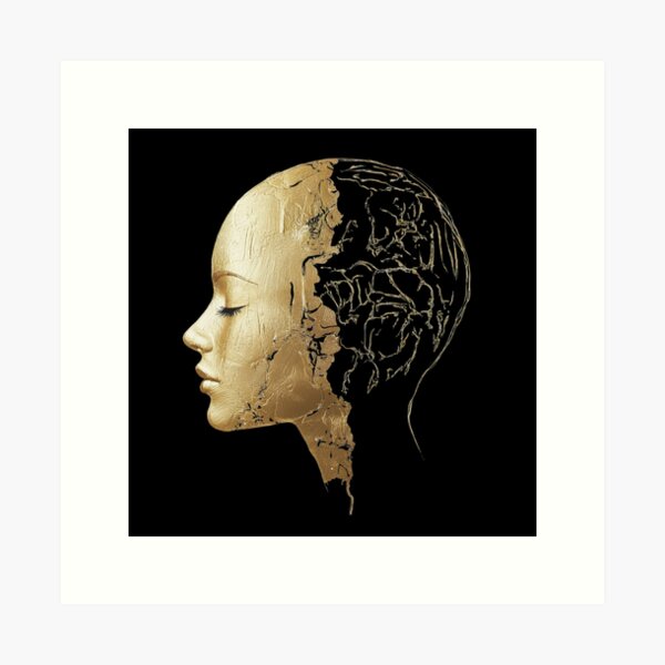Item preview, Gold Face with Neural Network - Universal Concepts : Knowledge designed and sold by Cosmicly-Inked.