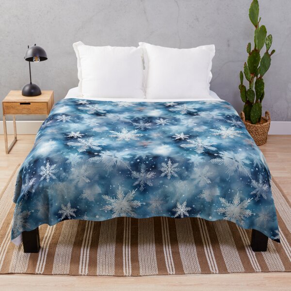 Item preview, Snowflakes on blue in watercolor style seamless pattern designed and sold by MiraCleAI.