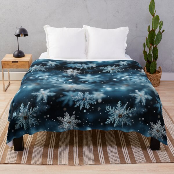 Item preview, Snowflakes on blue in watercolor style seamless pattern designed and sold by MiraCleAI.