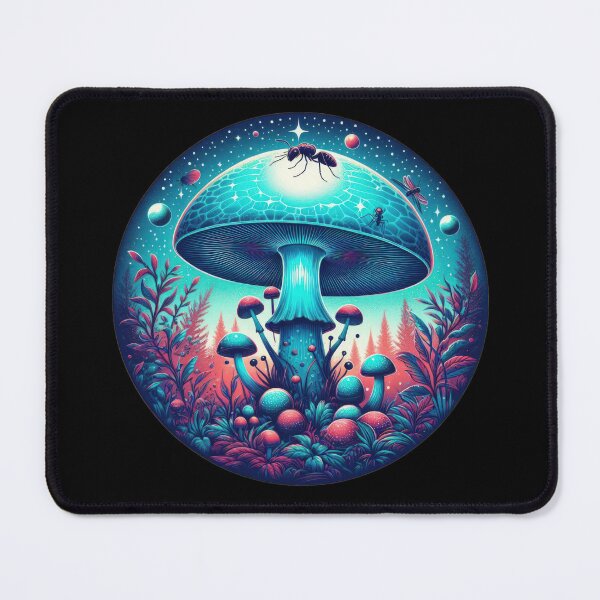 Item preview, Vintage Flowers luminescent blue mushroom with ant,vintage mushrooms ,vintage ant ,mushrooms, ant designed and sold by Expressions-Sel.