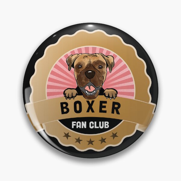 Item preview, Boxer Fan Club Watercolor Peeking German Dog Badge Label designed and sold by eclecTEEq.
