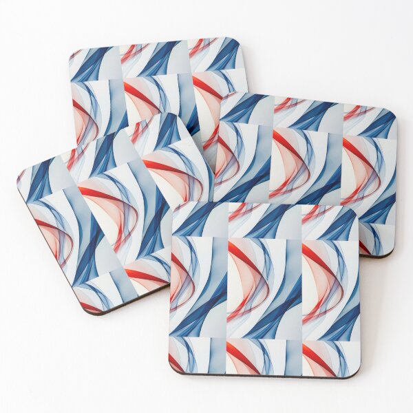 Item preview, Dynamic blue and red curves dance on a white canvas designed and sold by MiraCleAI.
