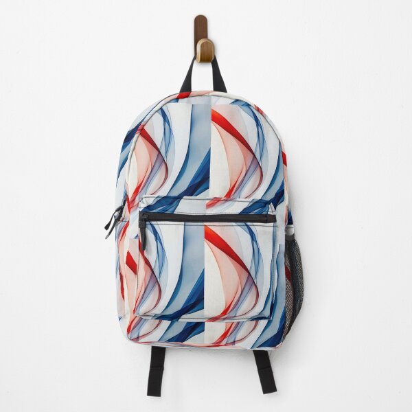Item preview, Dynamic blue and red curves dance on a white canvas designed and sold by MiraCleAI.