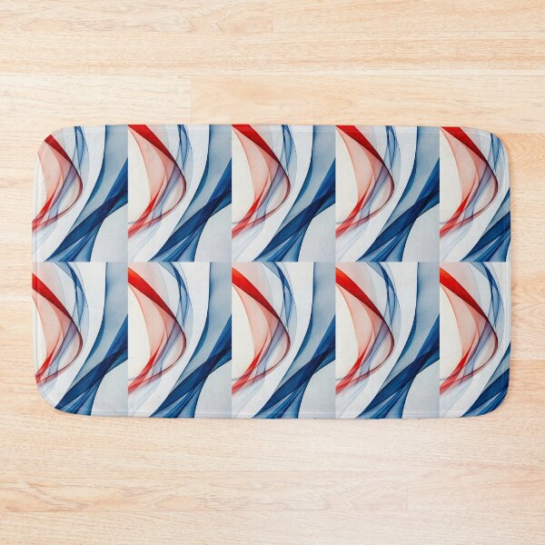 Item preview, Dynamic blue and red curves dance on a white canvas designed and sold by MiraCleAI.