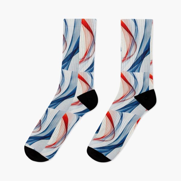 Item preview, Dynamic blue and red curves dance on a white canvas designed and sold by MiraCleAI.