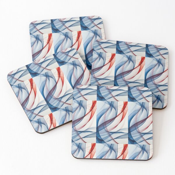 Item preview, Dynamic blue and red curves dance on a white canvas designed and sold by MiraCleAI.