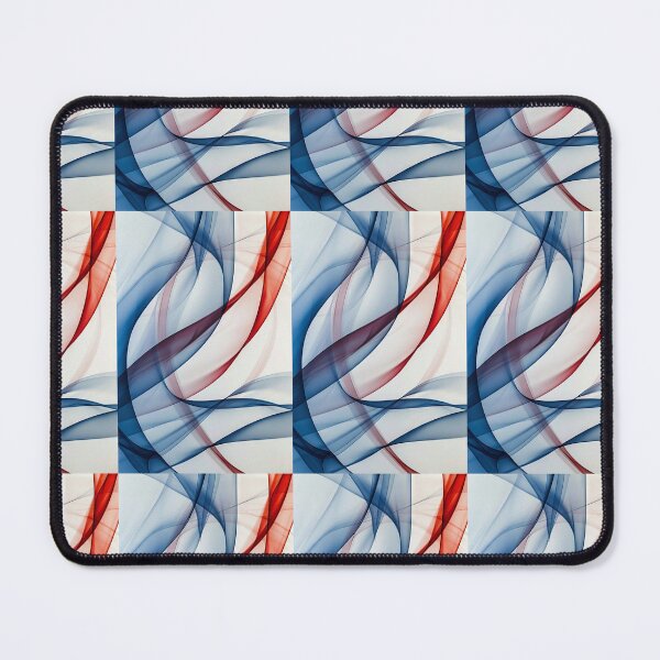 Item preview, Dynamic blue and red curves dance on a white canvas designed and sold by MiraCleAI.