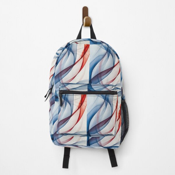 Item preview, Dynamic blue and red curves dance on a white canvas designed and sold by MiraCleAI.